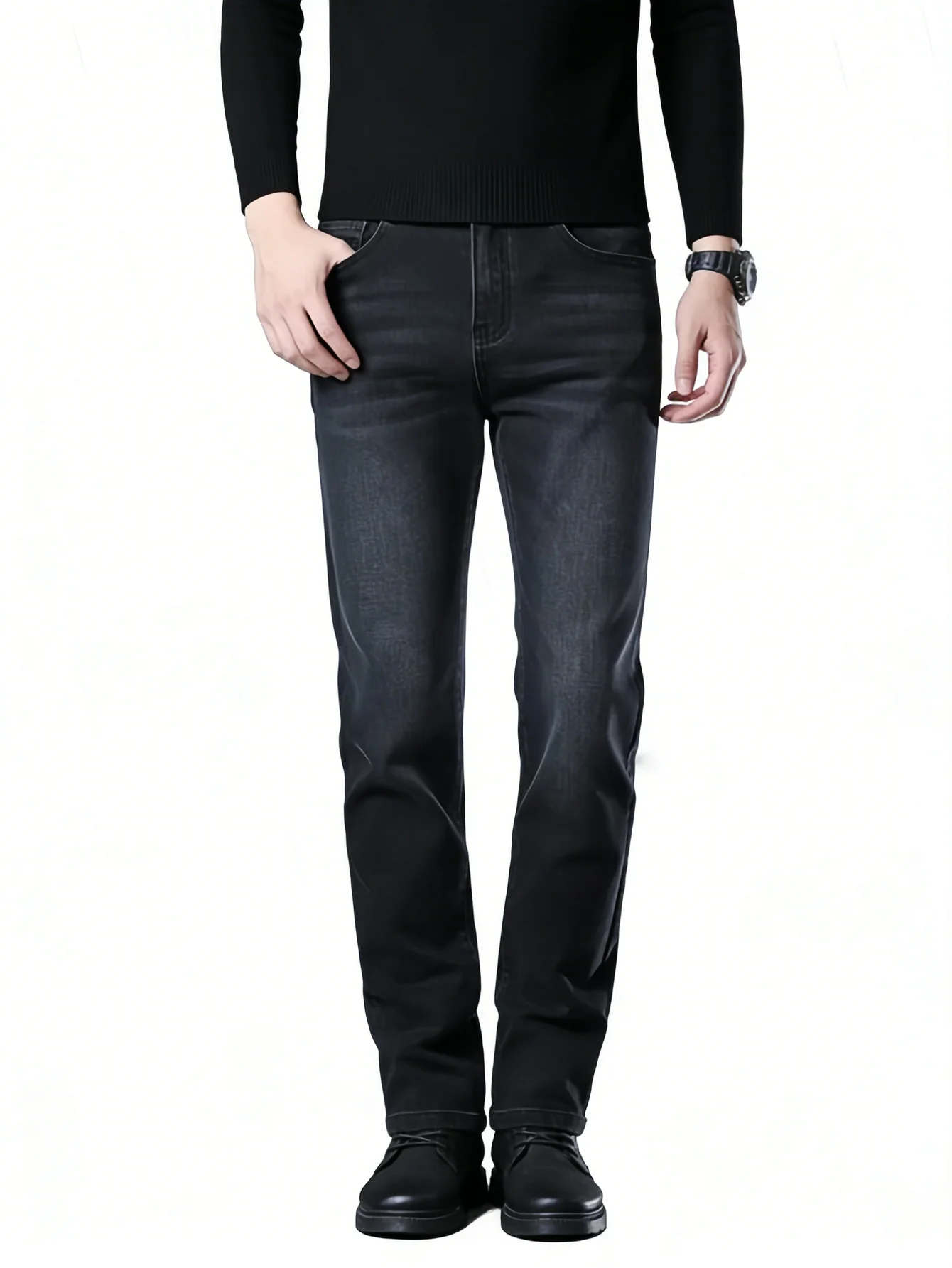 Streetwear Jeans Gender Neutral Black Slim Plain Jeans Y2K Drip No accessories or belts included