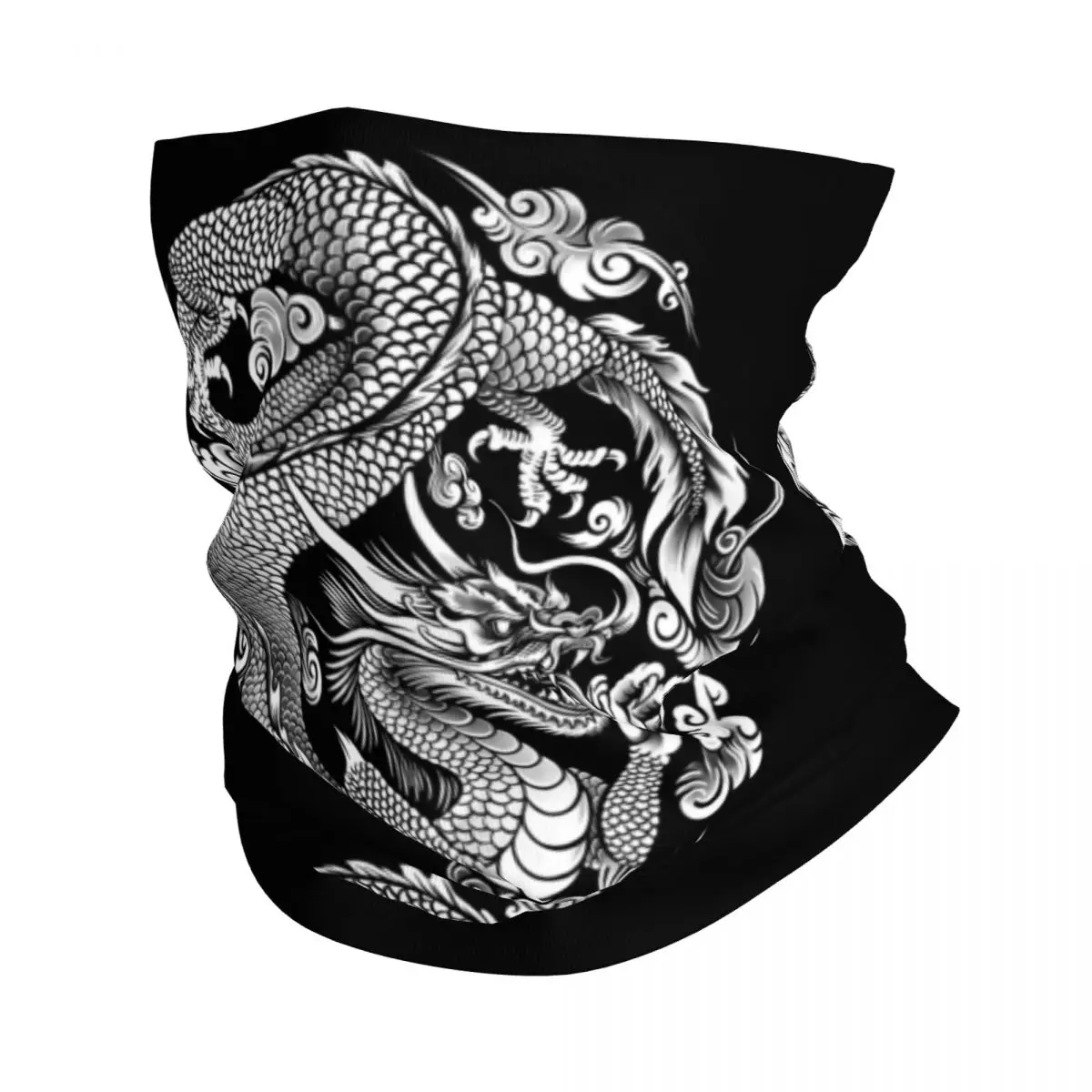 Chinese Dragon Asian Style Bandana Winter Neck Warmer Women Wrap Face Scarf Ski Tradition Mythology Tattoo Art Gaiter Headband