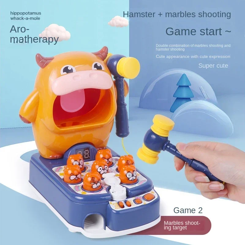 Desktop Set Game for Children's Puzzle and Early Education Hippo Groundhog Toy Music Dinosaur Gun Shooting Marble Clearance Game