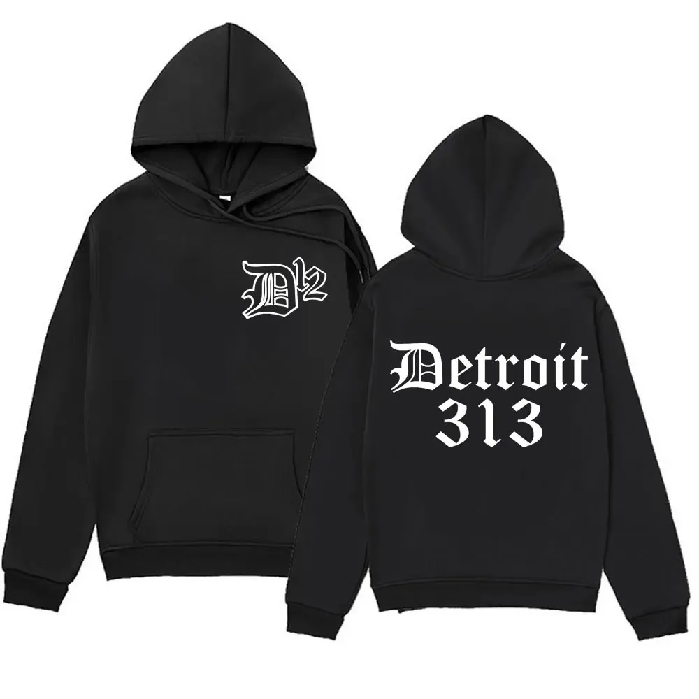 D12 Band Rapper Eminem Hoodie Detroit Michigan 313 Print Hoodies Men Women Hip Hop Vintage Style Sweatshirt Oversized Streetwear