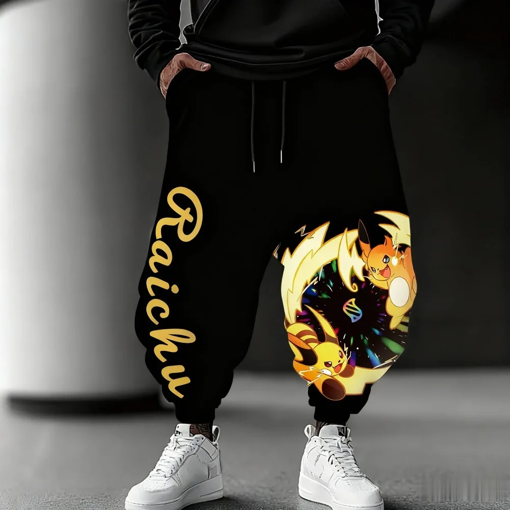 Pokémon série velo calças térmicas outono inverno homens e mulheres oversize nova tendência impressão jogging perna solta simples moletom