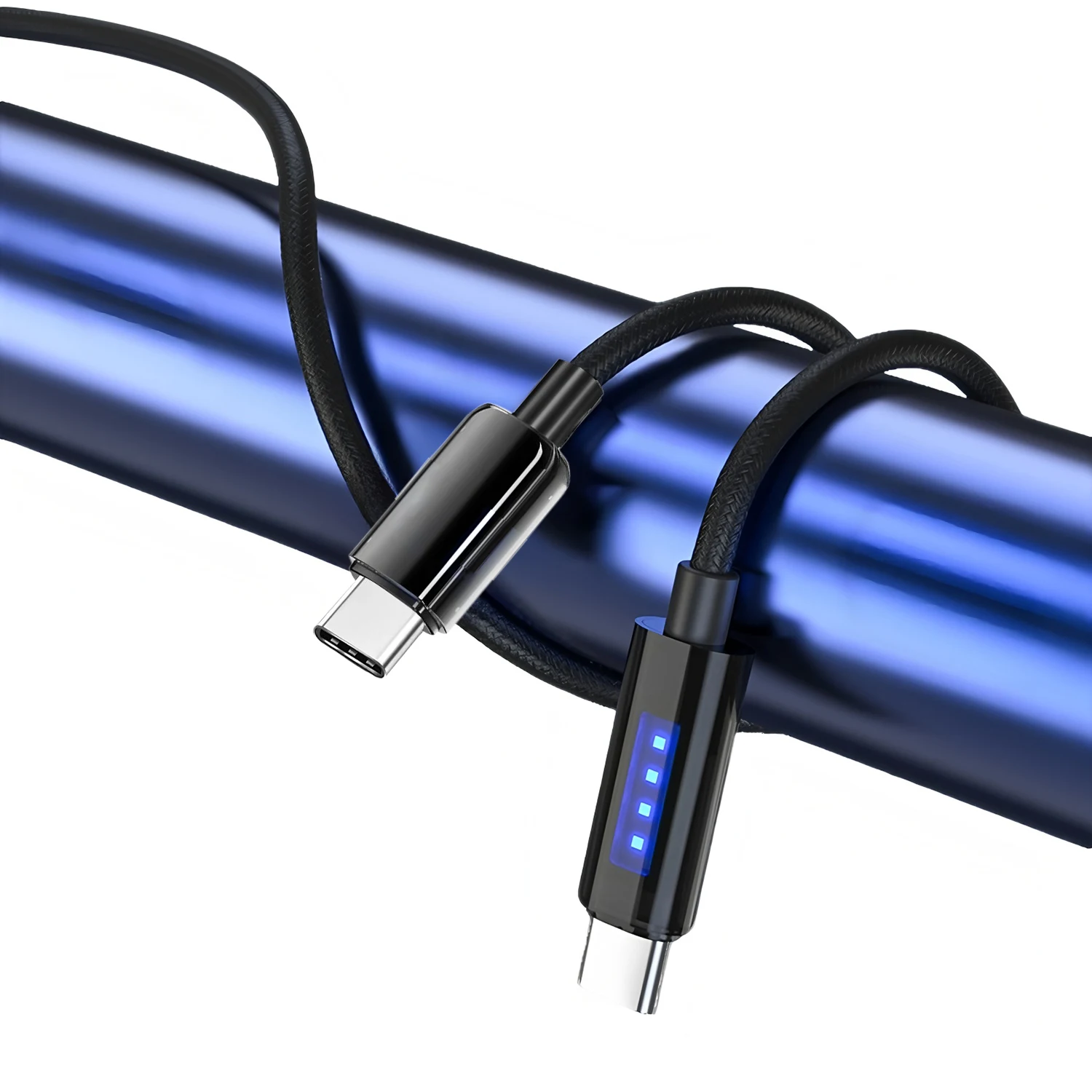 Fast Charge PD Cable Phone Nylon Braided QC 3.0 Type C Charger Cable With LED Light For Xiaomi Huawei