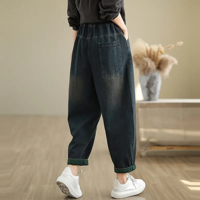 High Waist Boyfriend Jeans Women New Arrival 2024 Vintage Style Streetwear Basics Loose Female Denim Harem Pants B3933