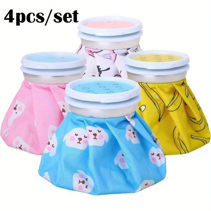 4Pcs Reusable Cooling Ice Bags, Mini Cold Pack for Face Knees Ankles Body, Thickened Leakproof for Sports & Outdoor