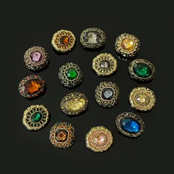 6PCS/Lot Luxcy Fashion Vintage Diamond Jewel Metal Button DIY Shanked Coat Fur Sweater Decorative Buckle