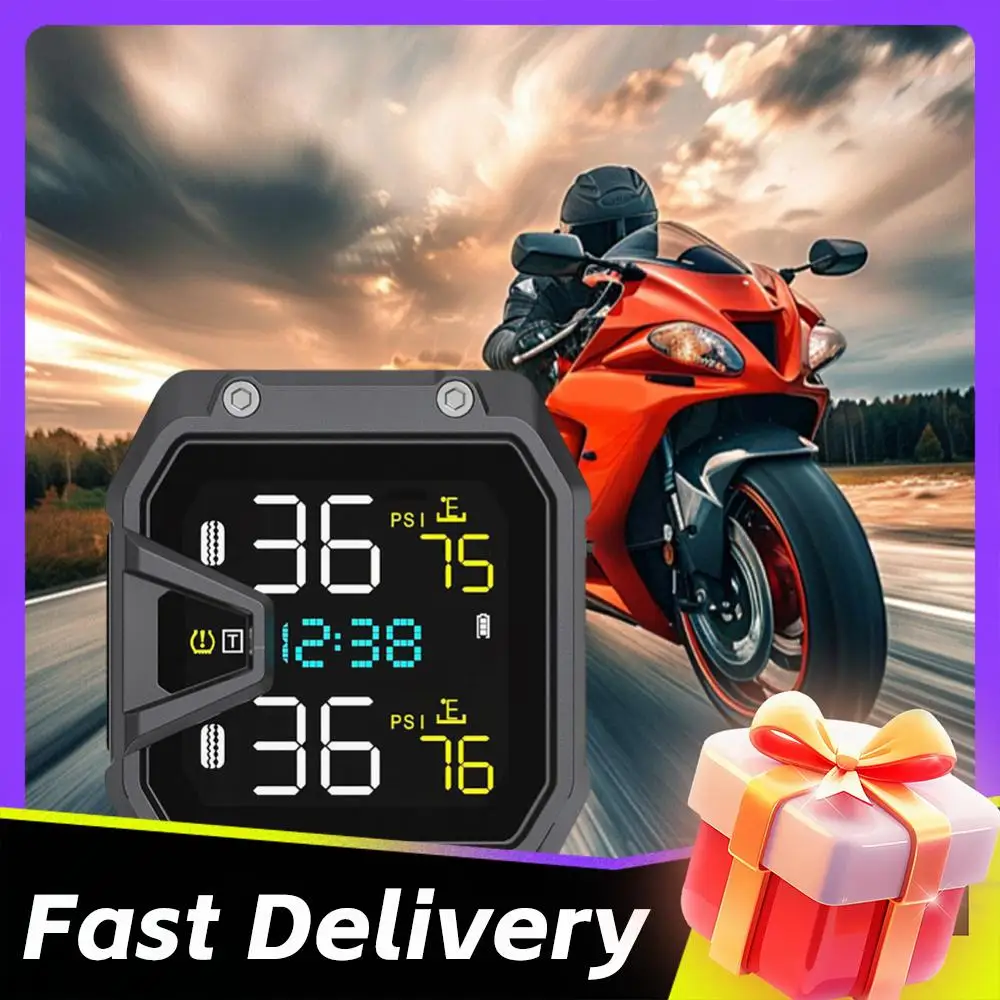 

Система контроля давления в шинах мотоцикла TPMS с 2 датчиками, система сигнализации о давлении в шинах мотоцикла, водонепроницаемая, IP65