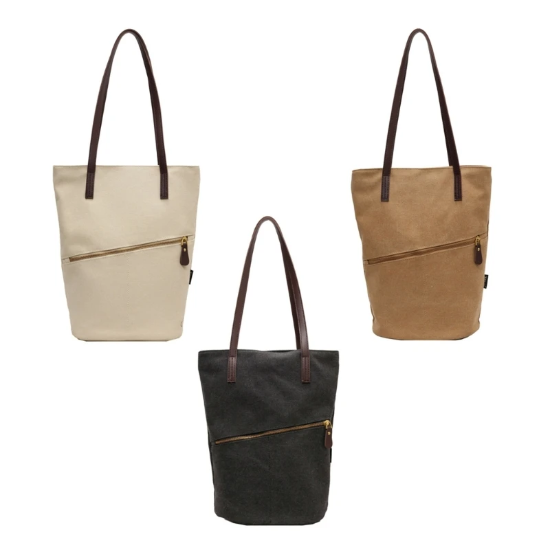 

Canvas Shoulder Bag Spacious Handbag Underarm Purse for Work and Leisure