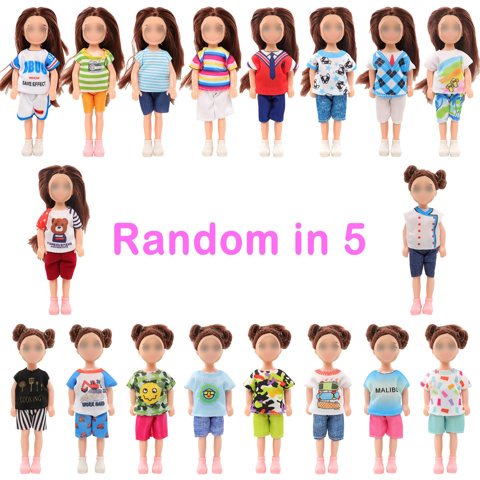 Barwa-Accesorios de ropa para muñeca Chelsea, 15 piezas, 5,4 pulgadas, 5 faldas, 5 pantalones superiores y 5 bañadores, regalos para niños