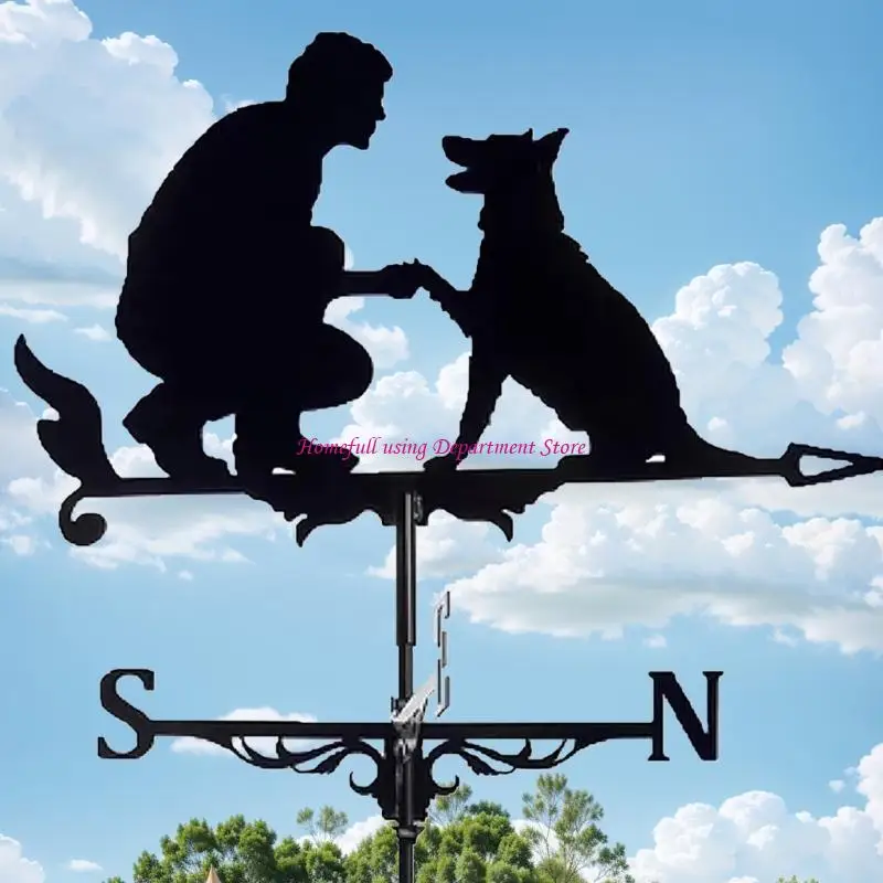  Metal Weather Vane Ornaments Suitable for Gardens Roofs Man and Dog Designs Iron Construction Wind Direction Indicators view 4