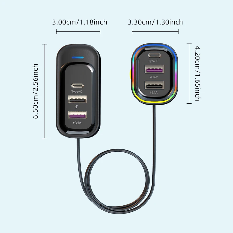 New hot selling car fast charger USB charger multi-function car charger fast charger car rear mobile phone charger YQ1