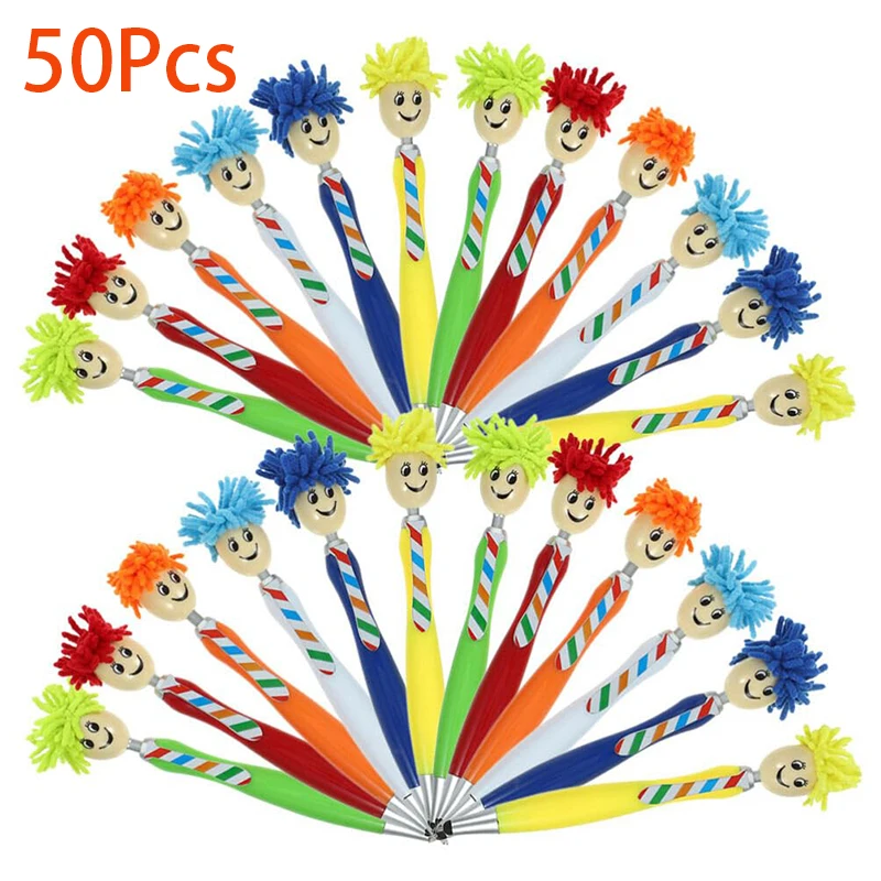 

50Pcs Cute Mop for Head Shaped Multi-functional Stylus & Ballpoint Pen Compatitable with Kids