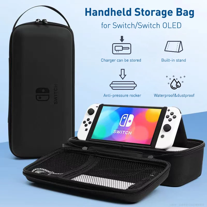 Do przenośnej torby do przechowywania Nintendo Switch Twardy futerał o dużej pojemności Wbudowany uchwyt do akcesoriów do gier NS Switch OLED