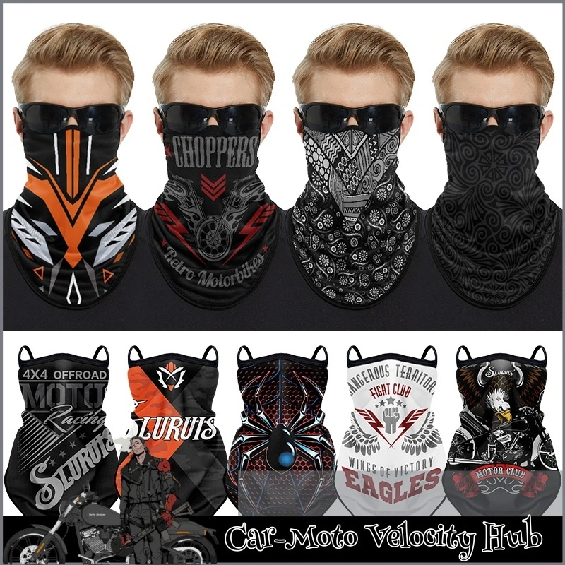

Ice Silk Motorcycle Riding Scarf Thin Ear Hanging Vintage Biker Hip Hop Face Towel Ice Sleeve Set Summer Cycling Headwear