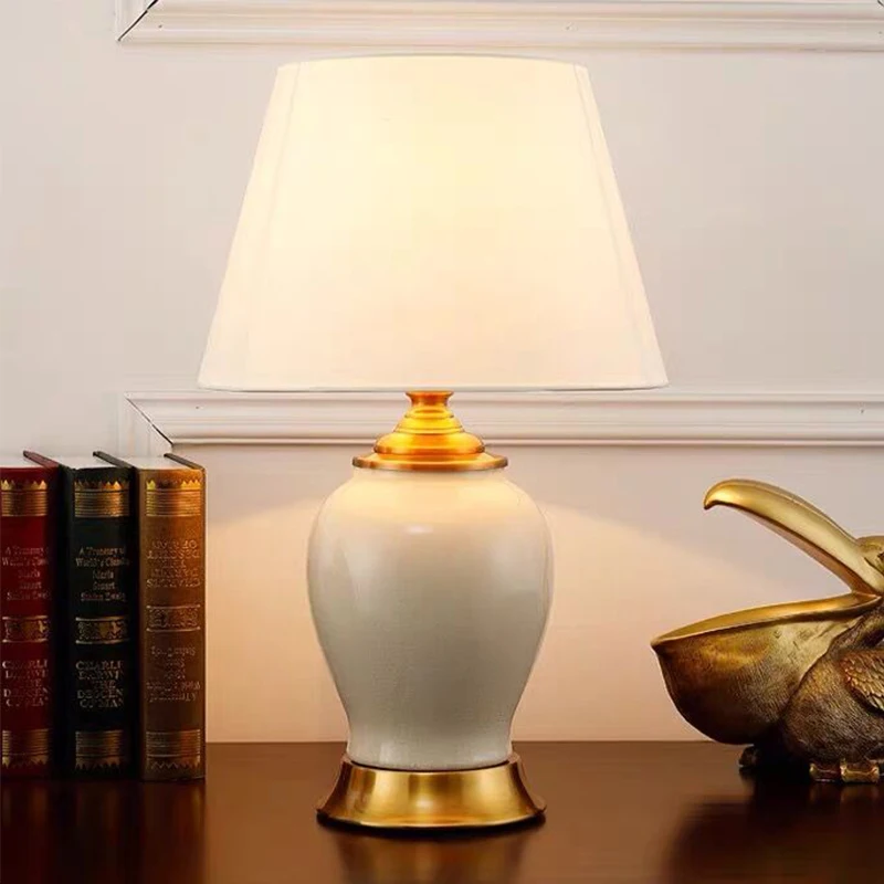 

Contemporary Ceramics Table Lamp American Style Living Room Bedroom Bedside Desk Light Hotel engineering Decorative