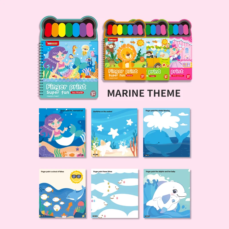 Blue Tone Fingerprint Art Book Interactive Creative Game Play Practical Artistic Supplies for Casual Fingerprint Painting