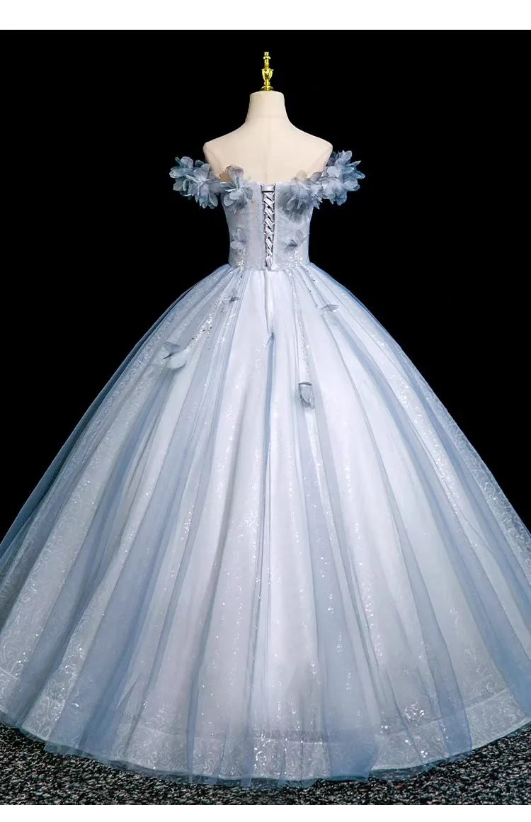 2025 flores brillantes vestidos de fiesta de encaje fuera del hombro princesa be de bal vestido de fiesta de noche Formal para mujer