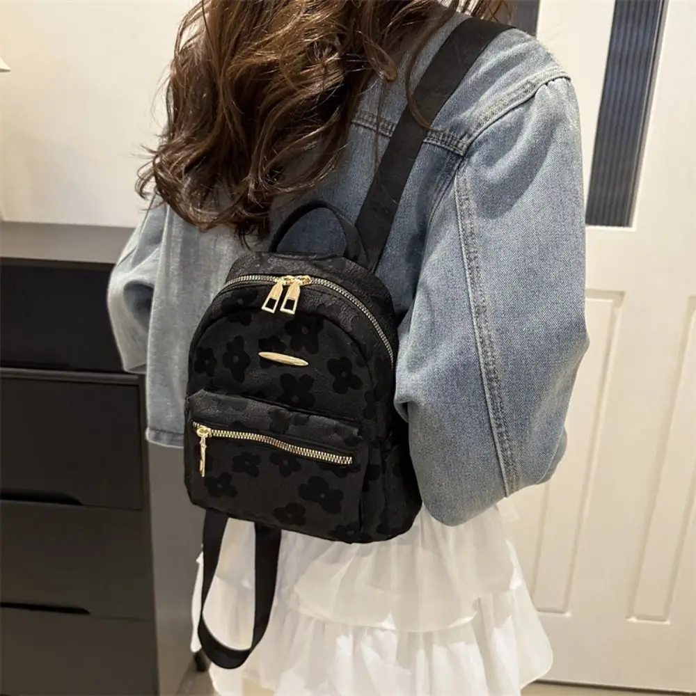 Bonito lona flor mochila floral bolsa estudantes mochila de couro do plutônio estilo coreano flor bolsa ombro viagem