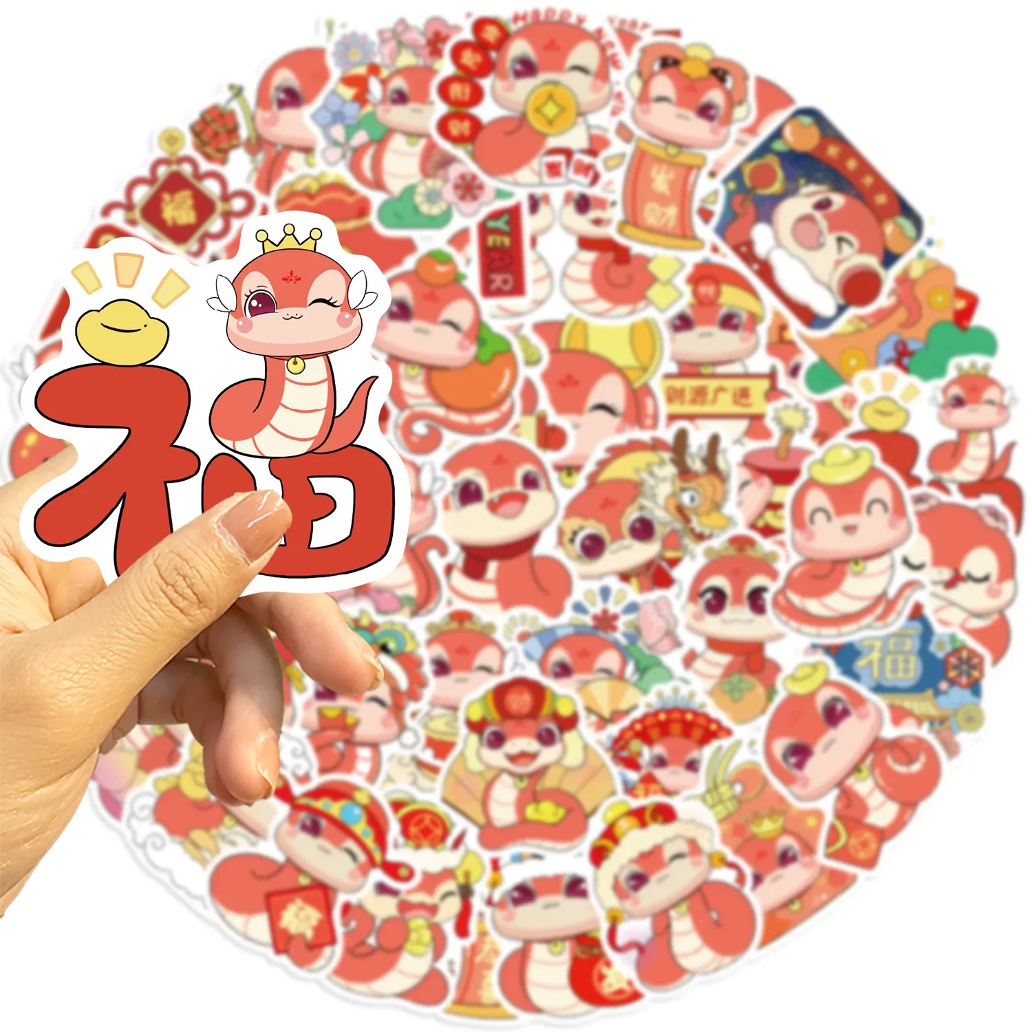 Autocollant graffiti serpent dessin animé 2025, 50 pièces, nouvel an, décoration coréenne esthétique pour enfants, papeterie Scrapbooking, fournitures scolaires