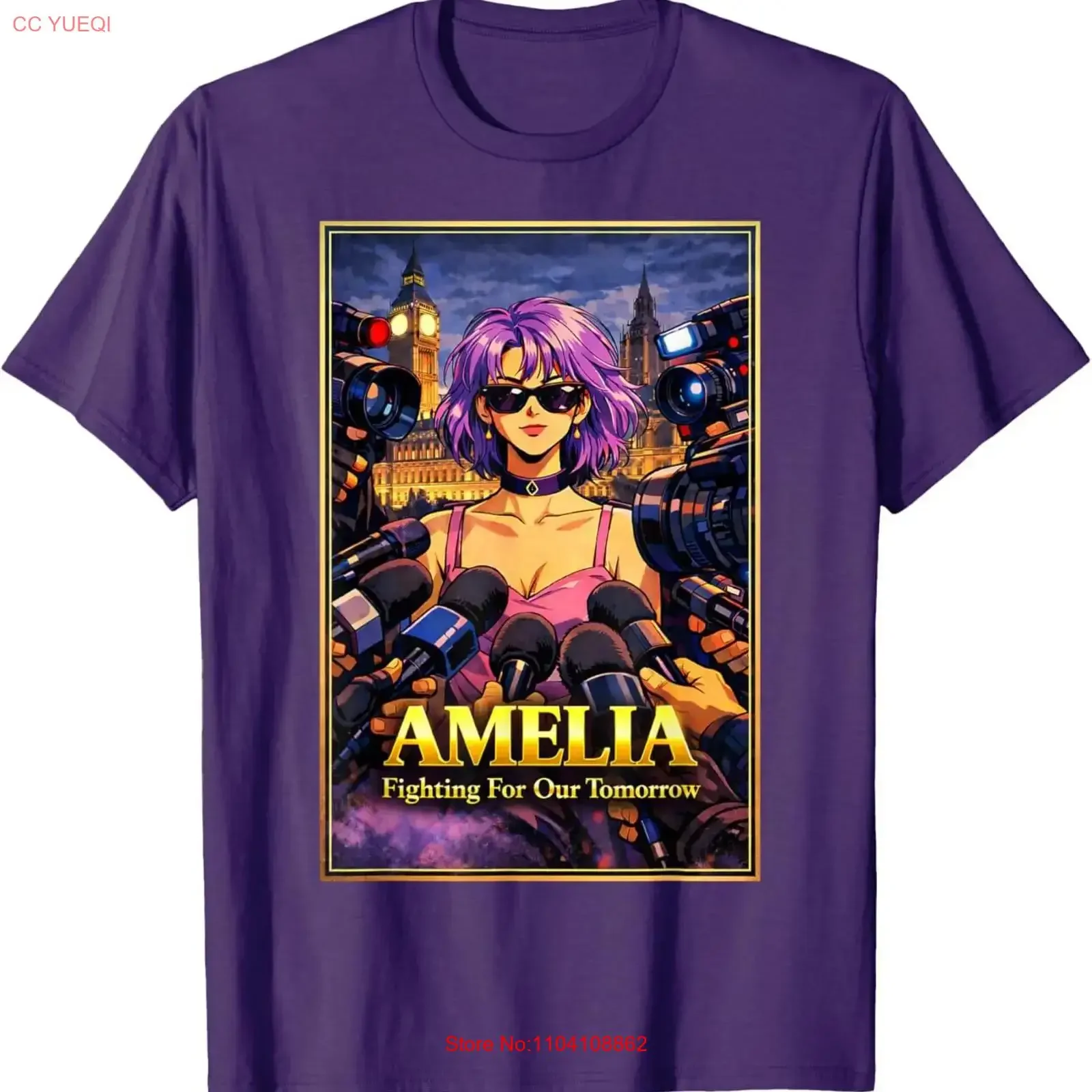 Amelia Fighting for Our Future Union Jack British England T Shirt vintage Washed Versatile streetwear designer clothes