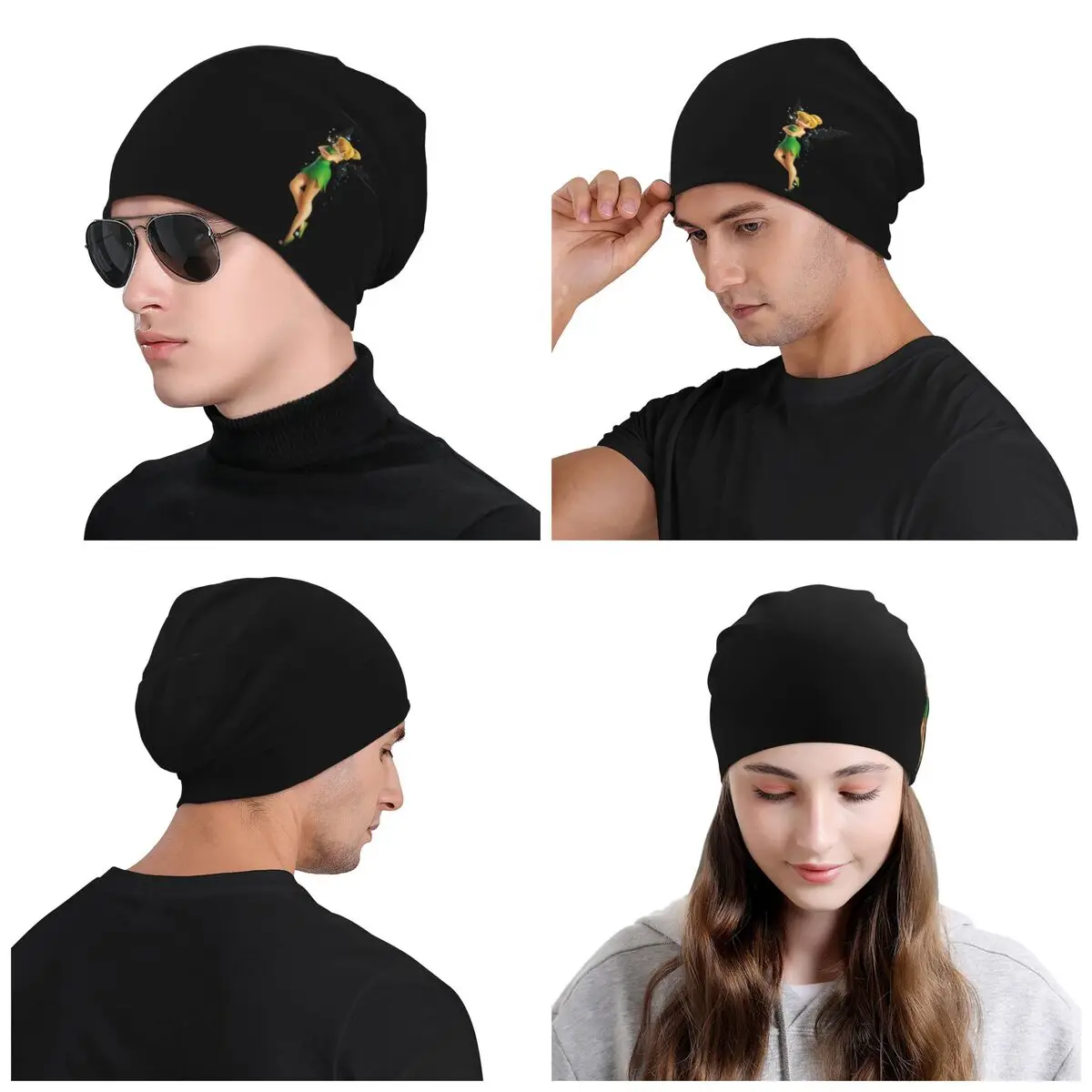 Custom Tinker Bell Cartoon Skullies Beanies Caps Unisex Winter Warm Knitting Hat Men Women Adult Bonnet Hats Outdoor Ski Cap