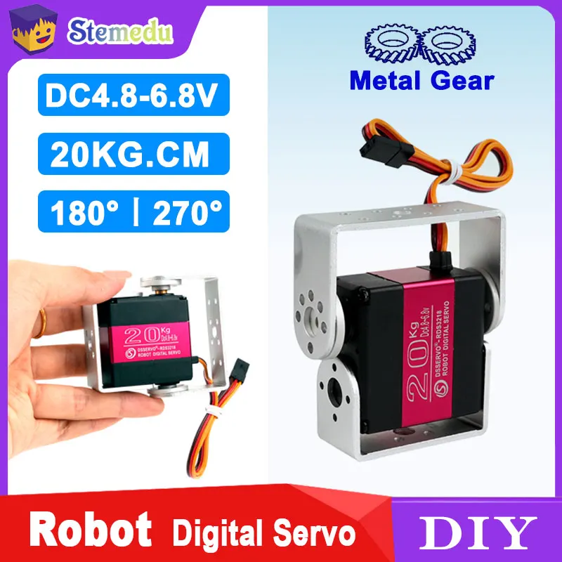 

RDS3218MG 20kg Digital Servo Metal GearIP66 Waterproof 180° for Arduino/Robotics/RC Cars w/ U Mount Bracket