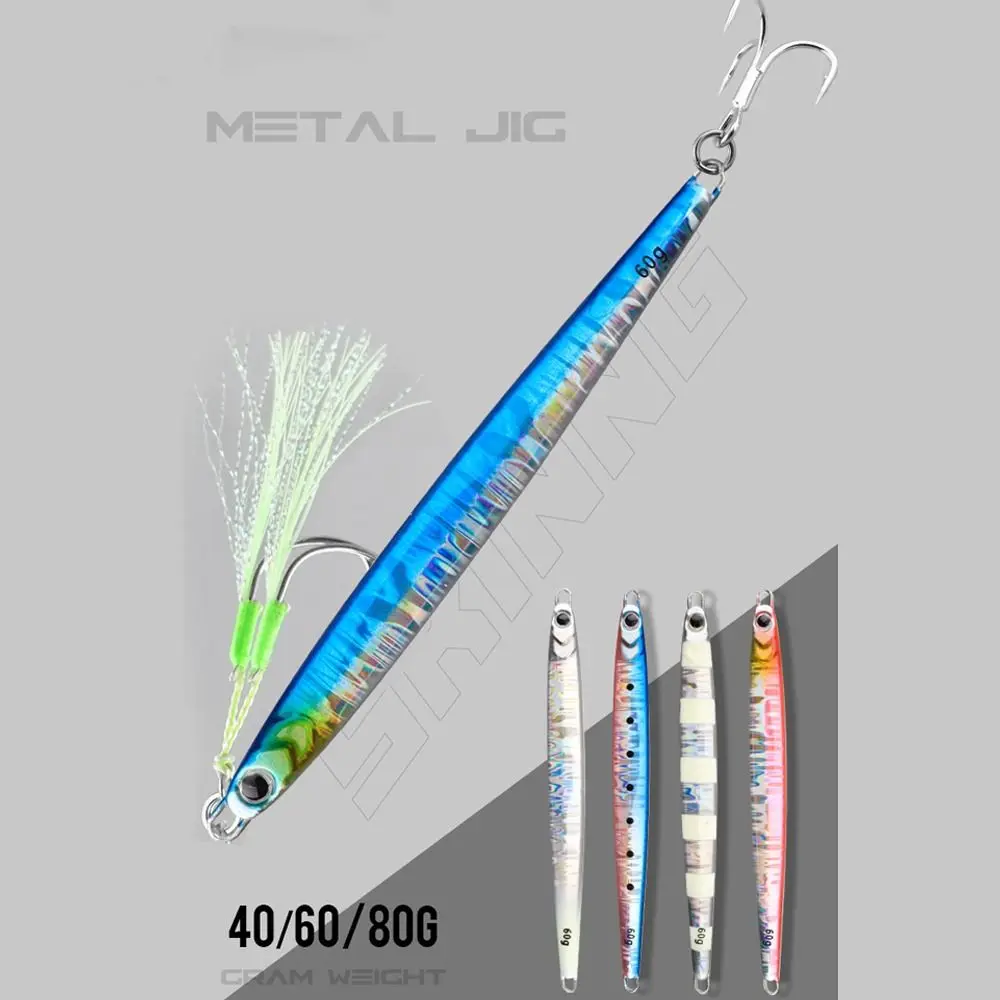 Durable Iron Fishing Lure 40g 60g Electroplated Spinning Baits 5 Color Fishing Tackle