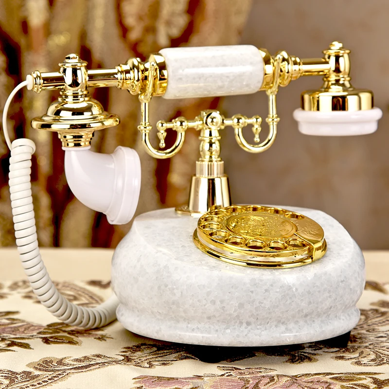 

Old style retro jade telephone, modern light luxury home wired landline, office fixed line wireless card telephone