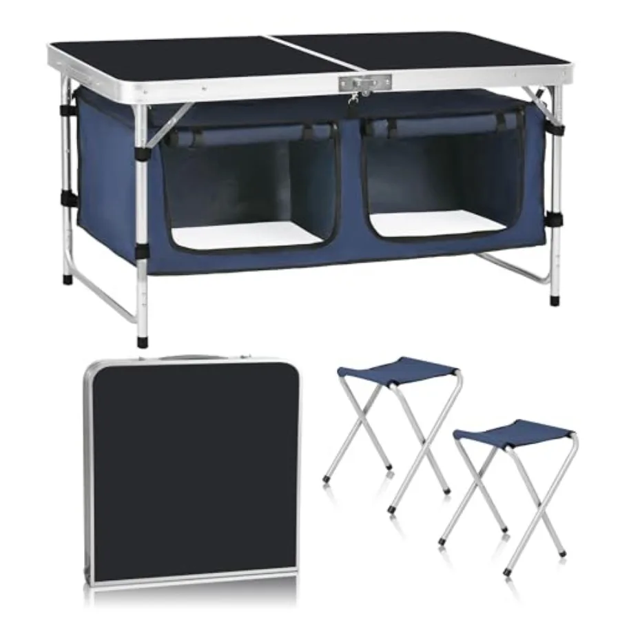 

Camping Folding Aluminum Table with Adjustable Legs for Outdoor Travel Beach, Backyards, BBQ, Party and Picnic Foldable Table