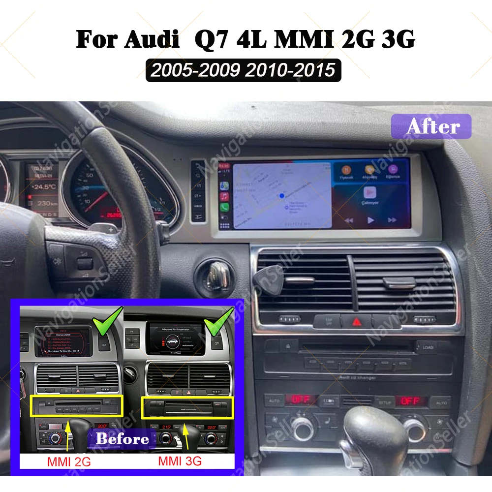 

For Audi Q7 4L 2005-2015 MMI Android 15 Wireless CarPlay GPS Car Intelligent Multimedia Player Navigation Auto Radio Stereo DSP