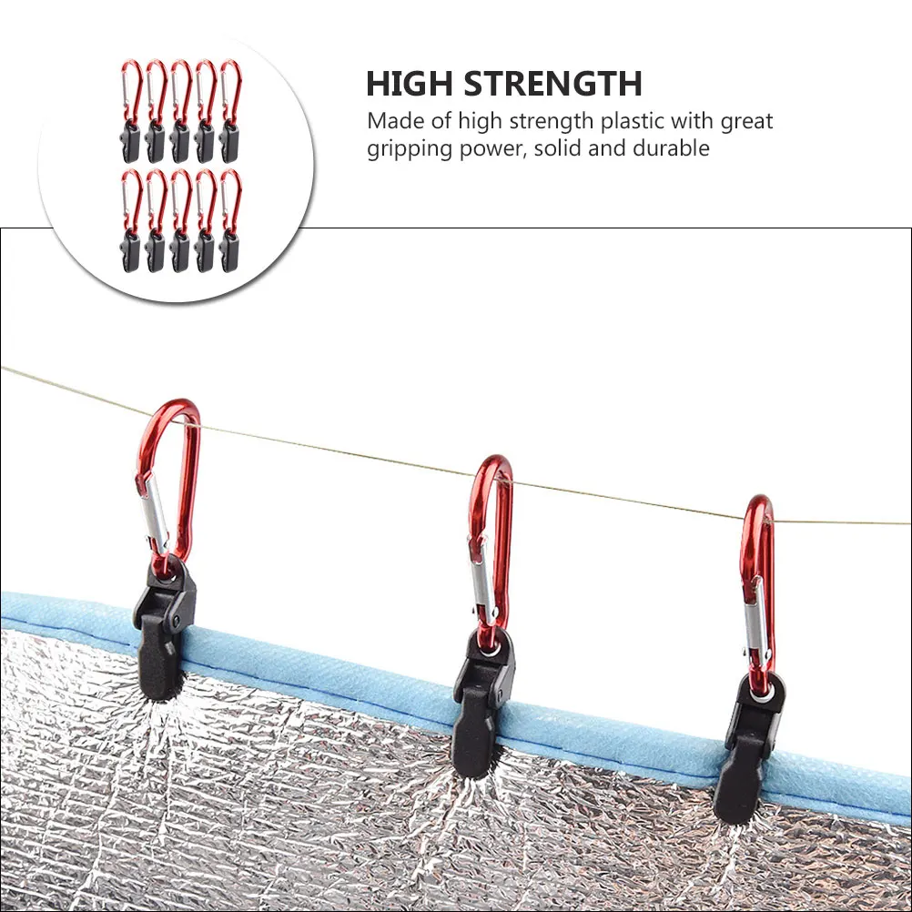 

Camping Tarp with Poles Tent Fixing Clips Accessories Awning Clamp Carabiner Plastic