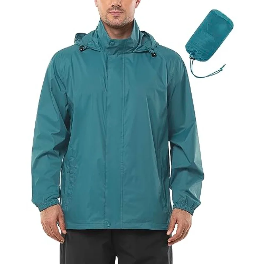 

Outdoor Ventures Men's Rain Jacket Waterproof Lightweight Packable Rain Shell Raincoat with Hood for Golf Hiking Travel