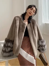 HDHOHR-abrigo de piel de visón Natural para mujer, chaqueta de piel de zorro corta y cálida, 100% Real, a la moda, 2024