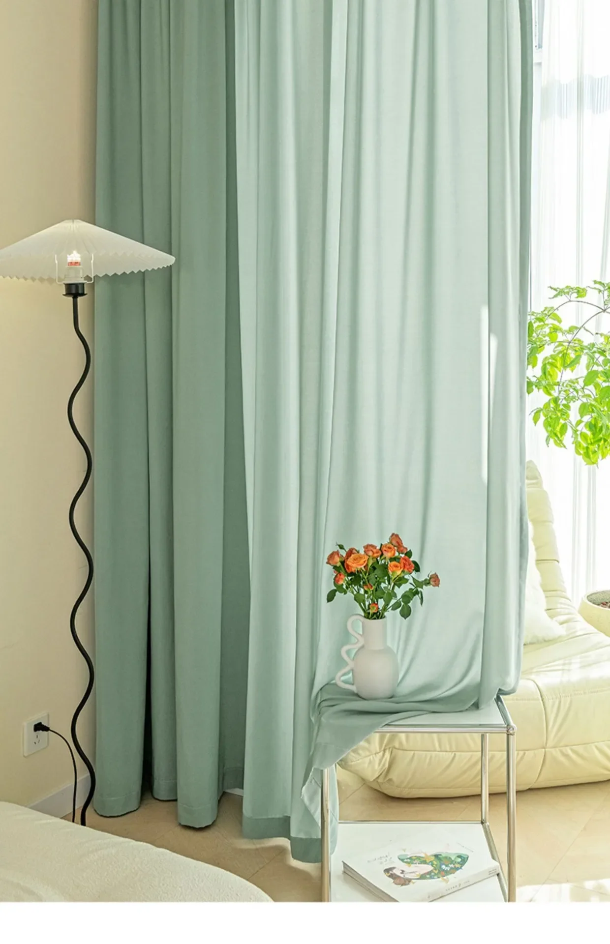 Living Dining Room Bedroom New French Style Aixiang Gauze Light-transmitting and Opaque Gauze Curtain Curtains