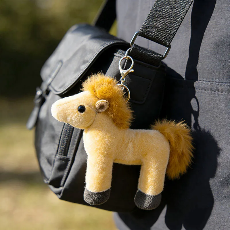 

12cm Cute 4 Color Pony Plush Keychain Light Brown Dark Brown White Black Soft Stuffed Bag Charm Kids Birthday Gift Decor