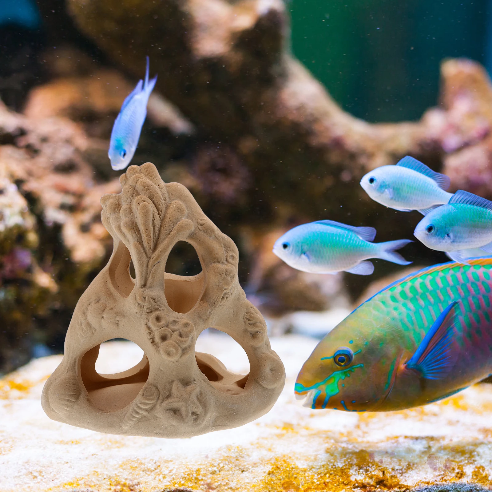 

Ceramic Fish Tank Hideout House Fine Workmanship Aquarium Decoration Nondeforming Fading Resistant Landscaping Statue