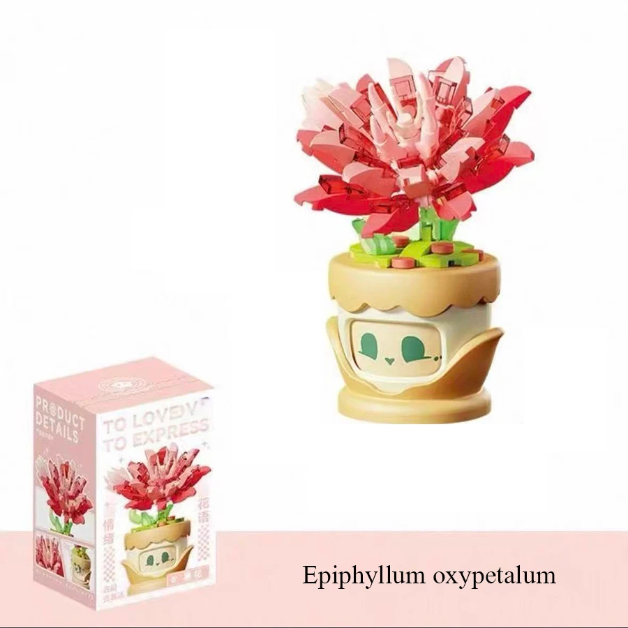 

Цветок эфиyllum, цветок из строительных блоков, украшение для рабочего стола, цветок из строительных блоков с эмоциональным выражением