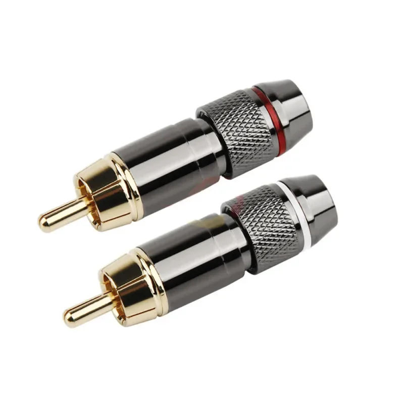 Male RCA Connector Plug Copper Gold Plating 6mm RCA Socket Home Theater Sound System RCA Terminals Speaker Cable Audio Amplifie