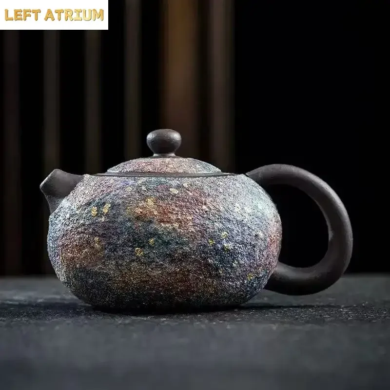 Master Pure Handmade Colorful Rock Mine Xishi Pot Household Gift High-end Jianzhan Retro Teapot Chinese Retro Top Design Tea Set