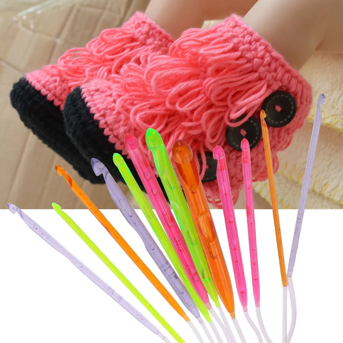 

Пластиковые крючки для вязания 12 размеров (от 3.5 мм до 12.0 мм) с кабелем для рукоделия и DIY проектов