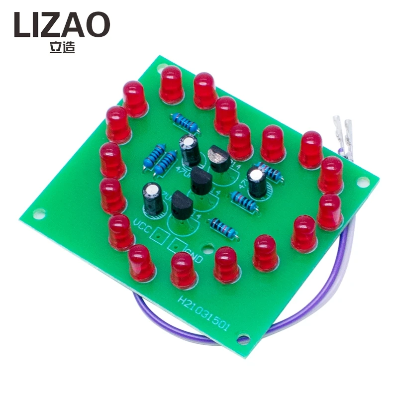 DIY Heart-Shaped LED Flashing Light Kit, 18 LEDs Cyclic Flashing Electronic Circuit Board for Learning & Projects