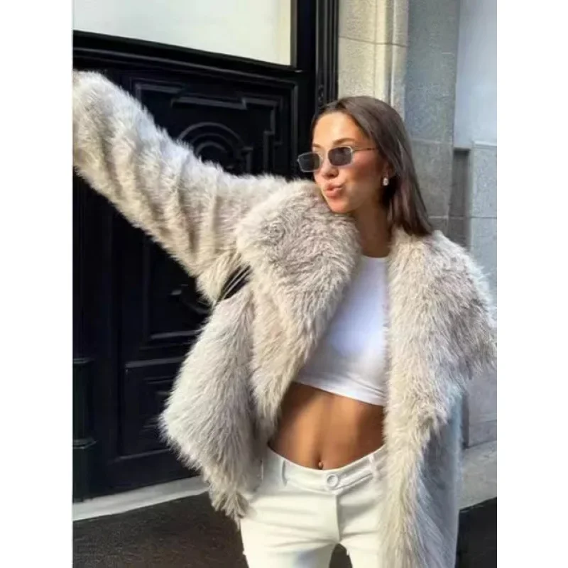 เสื้อแจ็คเก็ตขนแกะสีดำสำหรับผู้หญิง ฤดูใบไม้ร่วง ฤดูหนาว 2024 สไตล์ใหม่ เสื้อโค้ทขนเทียมคุณภาพสูง ขนแท้ ค้าขายข้ามพรมแดน