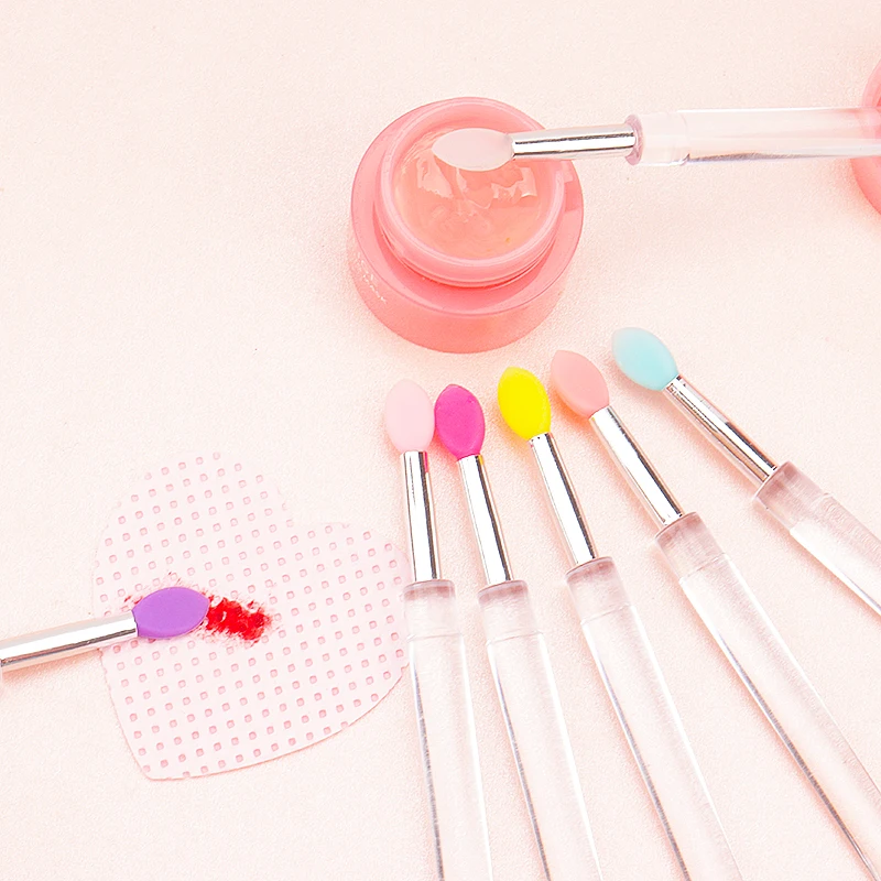 10 個ソフトシリコーンリップブラシ口紅アプリケーター透明ハンドルクリーンマイクロブラシリップグロス化粧ブラシ美容サロンツール