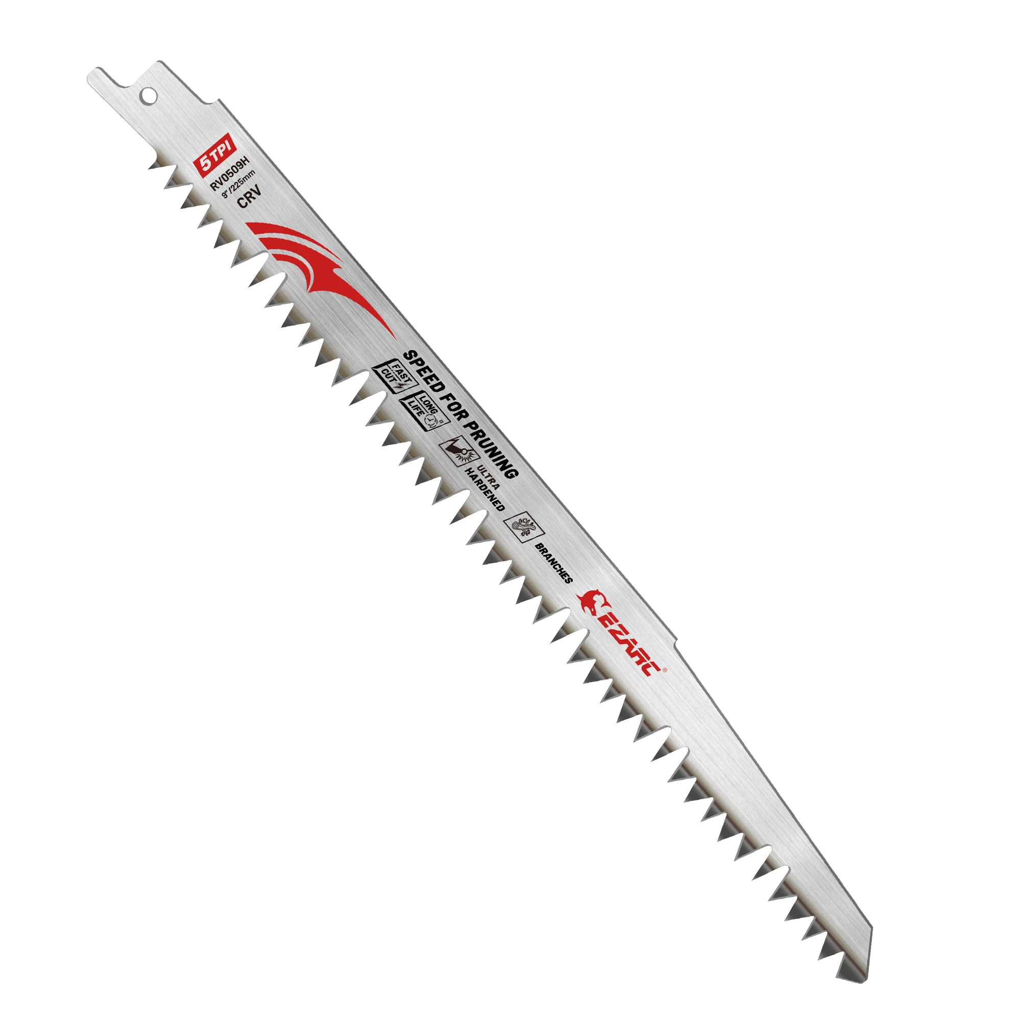 EZARC Reciprocating Saw Blades 9-Inch 5TPI for Wood Pruning Tree Trimming, Fleam Ground Teeth Deep Gullets Cutting Blades Tools
