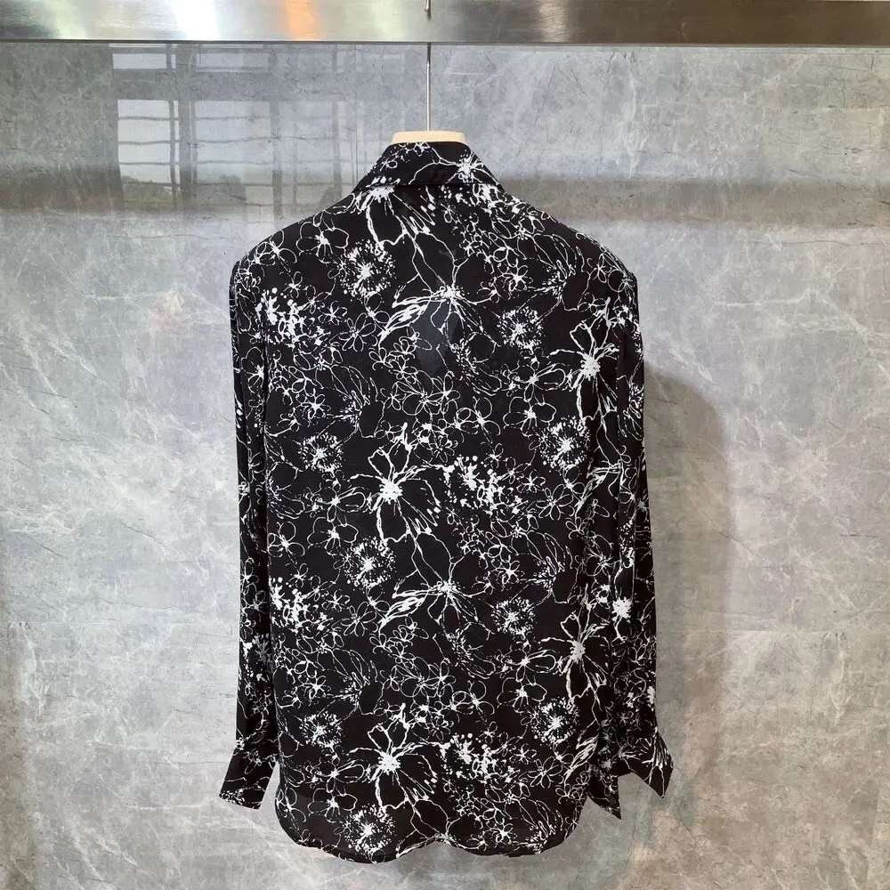 

Модная мужская рубашка с длинным рукавом в корейском стиле, легкая, с принтом, новинка