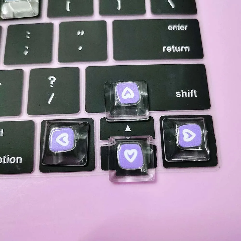 Long Nail Typing Aid Crystal Glass Raised Keyboard Stickers Heart Arrow Blank Keycap Stickers Decoration for Mechanical Keyboard