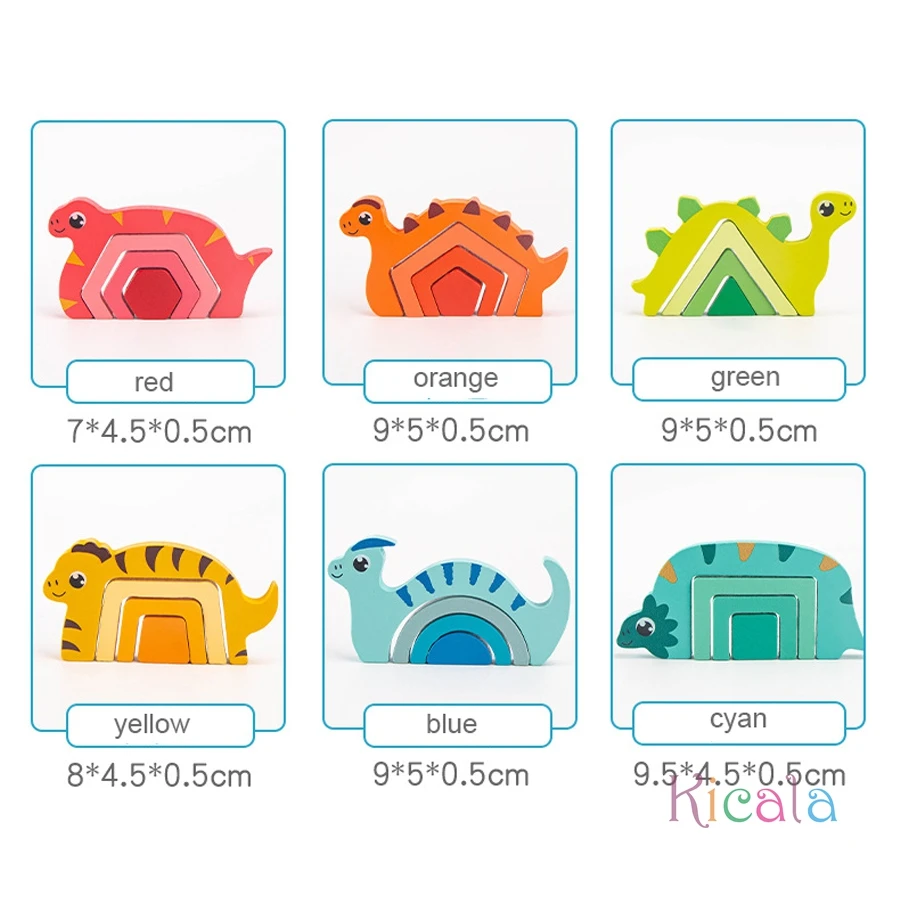﻿Children's Wooden Educational Toys Sorting Stacking Preschool Color Shape Dinosaur Classification Cognition Game Christamas Toy