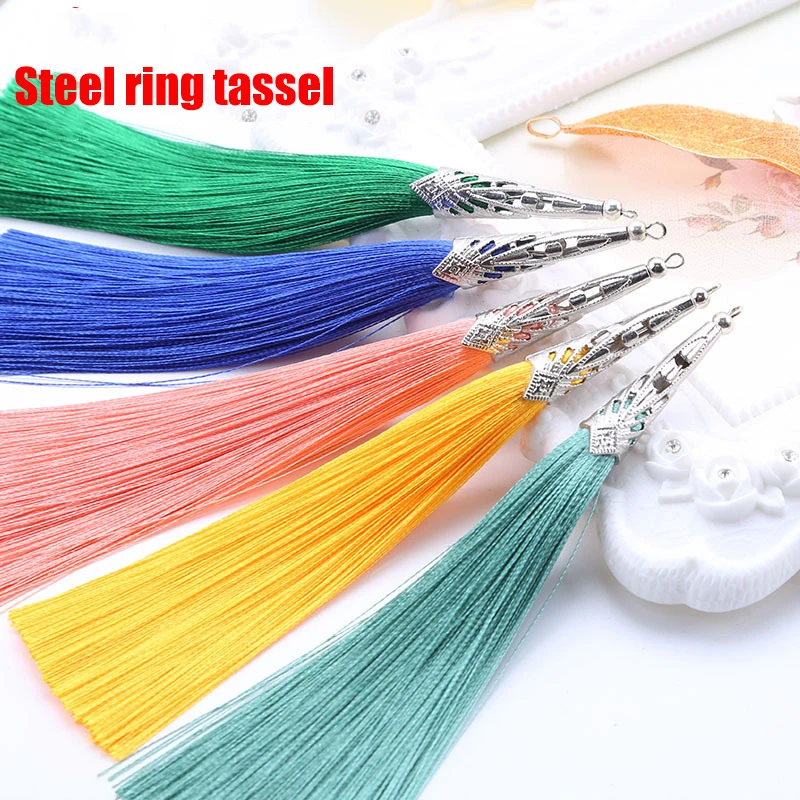 2/5/10/Pcs 14cm Polyester Silk Tassel Metal Cover Tassel Decoration Crafts DIY Jewelry Home Decoration Sewing Backpack Pendant