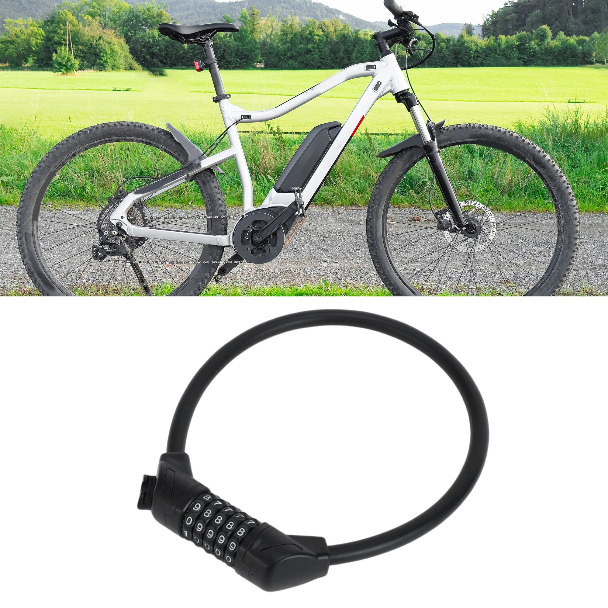 

X Autohaux велосипедный навесной замок, спиральный замок, 60 см, 5-значный сбрасываемый велосипедный тросовый замок, черный