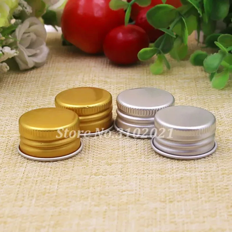 18/20/24/28R Gold Silver Aluminum Screw Cap Lid for PET Cosmetic Liquid Bottles Makeup Refillable Containers 50/100/200/500pcs