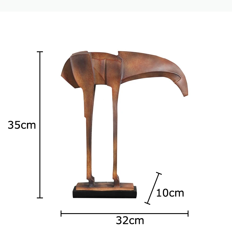 Sculpture de cheval géométrique abstraite, œuvre d'art créative, ornements, cheval en imitation bois